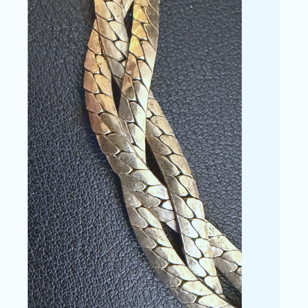 Vintage Necklace Braided Chain Silver Tone 80s Pop